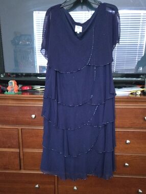 Patra Navy Layered Chiffon Midi Dress